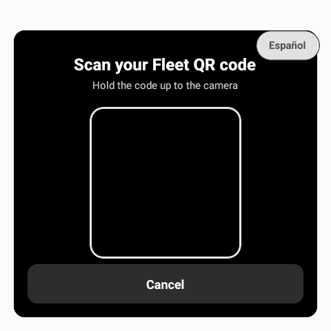 Rain Pay terminal asking the driver to hold a fleet QR code up to the camera